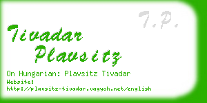 tivadar plavsitz business card